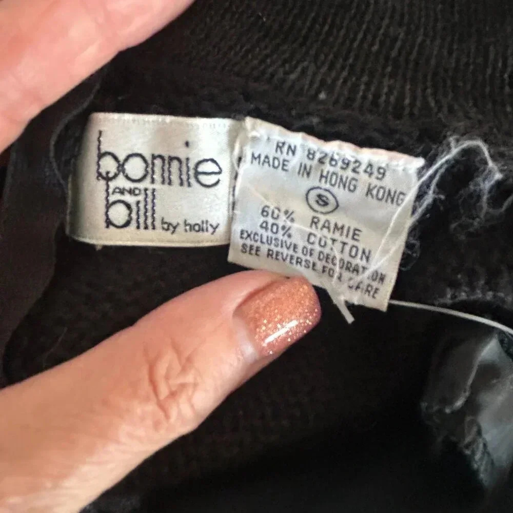 Vintage 80s Bonnie & Bill Zebra Print  Bling Embellished Sweater  NWT - Picture 4 of 10